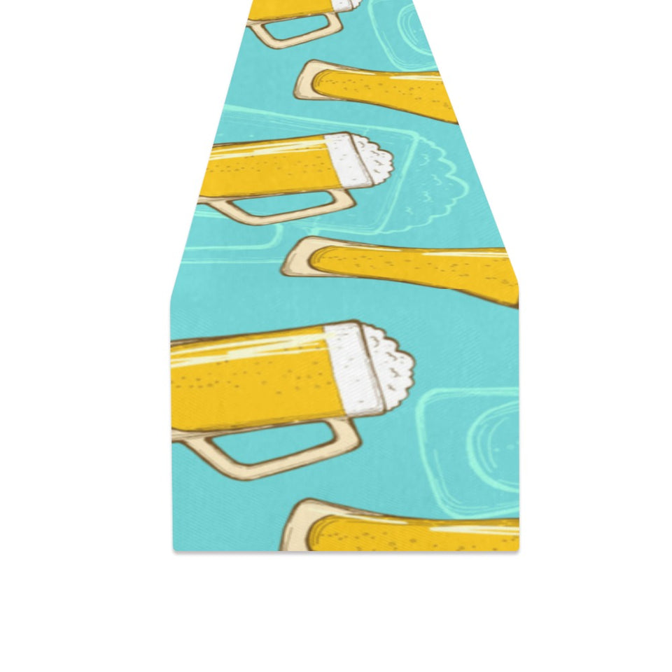 Beer pattern green background Table Runner