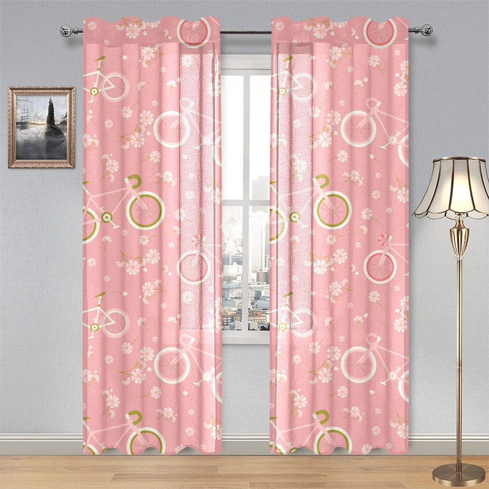 Bicycle Pattern Print Design 02 Gauze Curtain