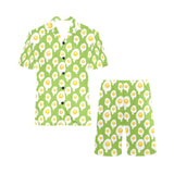 Fried Eggs Pattern Print Design 01 Men's V-Neck Short Pajama Set