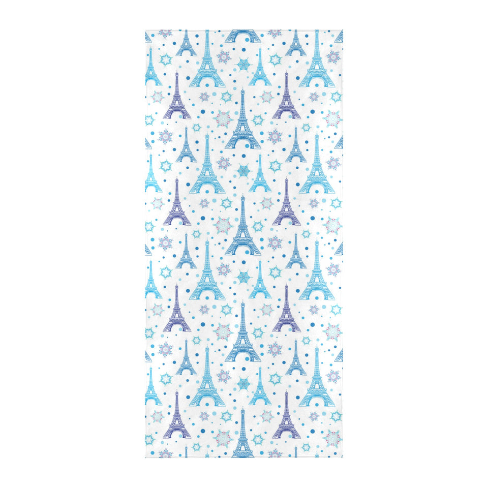 Blue Eiffel Tower Theme Pattern Print Design 01 Beach Towel