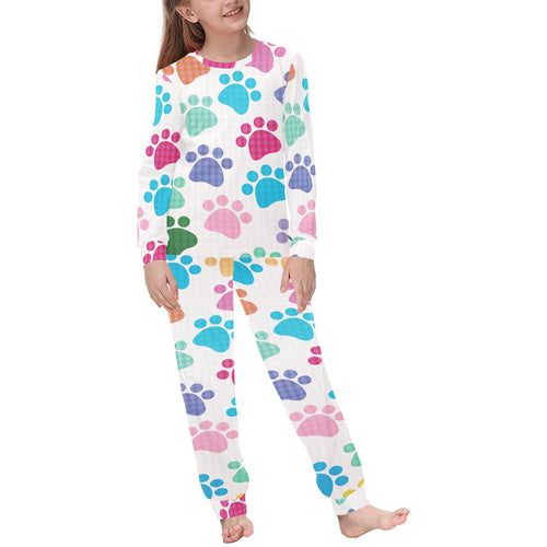 Dog Paws Pattern Print Design 01 Kids' Boys' Girls' All Over Print Pajama Set