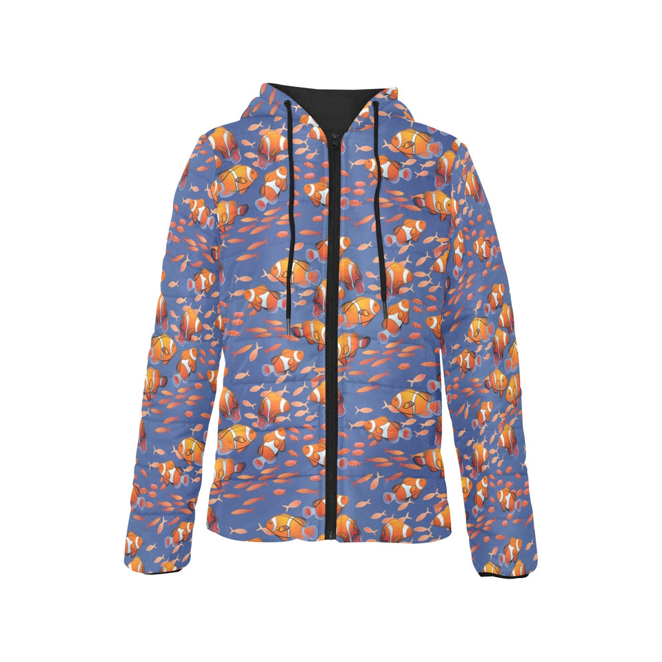 Clown Fish Pattern Print Design 04 Women's Padded Hooded Jacket