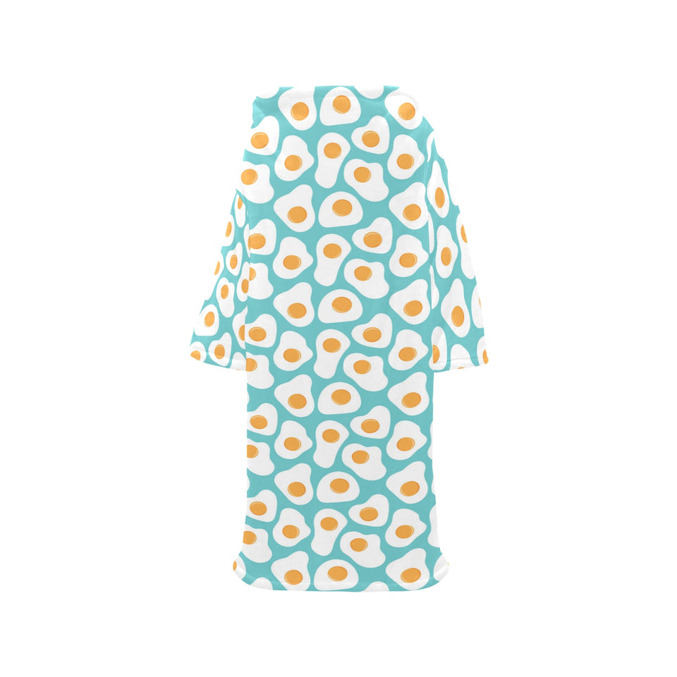 Fried Eggs Pattern Print Design 04 Blanket Robe with Sleeves