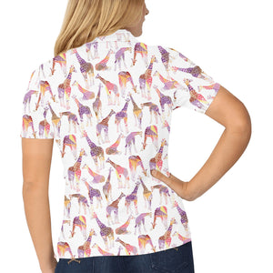 Giraffe Pattern Print Design 02 Women's All Over Print Polo Shirt