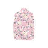 Japanese crane rose pattern Women's Long Sleeve Polo Shirt