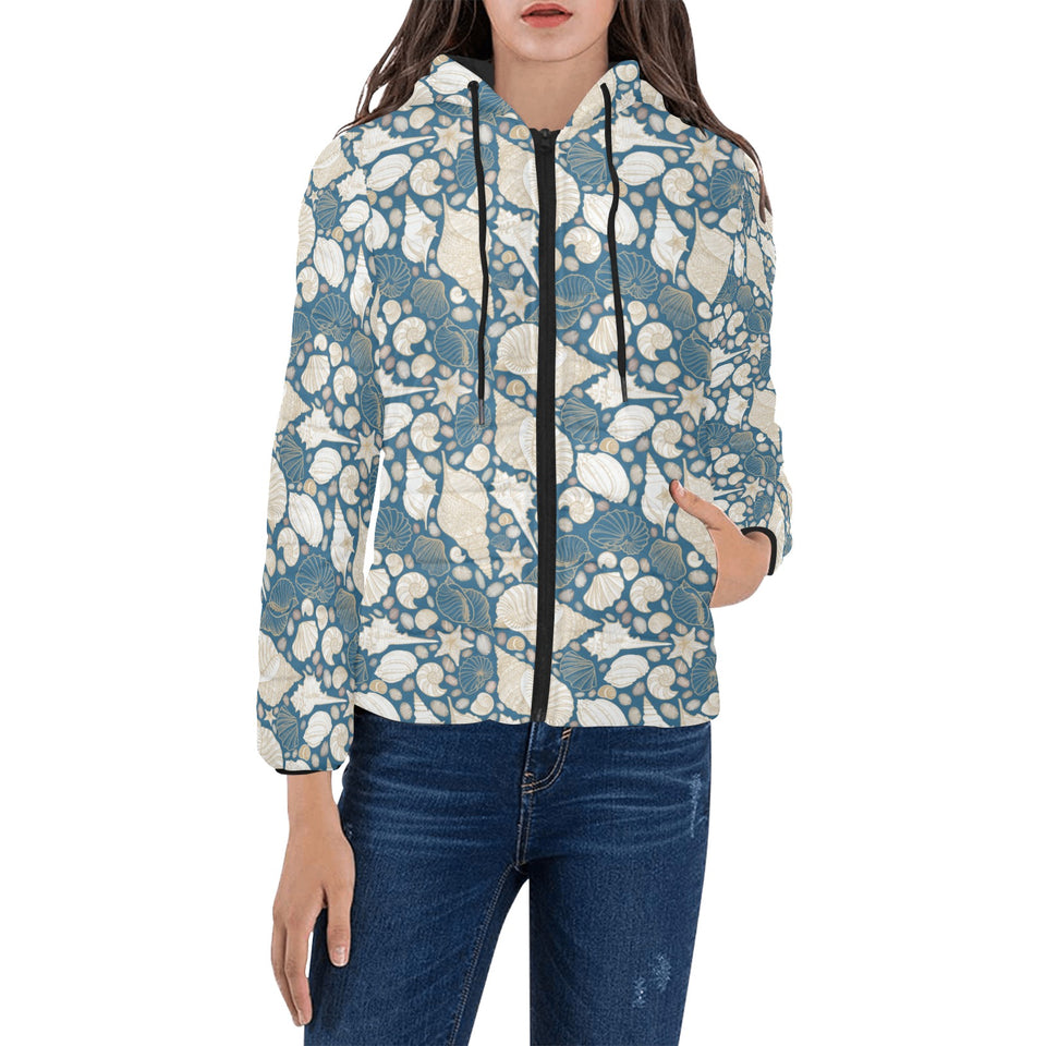 Sea turtle Polynesian Tribal design pattern Women's Padded Hooded Jacket