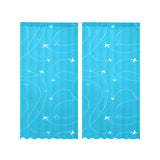 Airplane destinations blue background Gauze Curtain