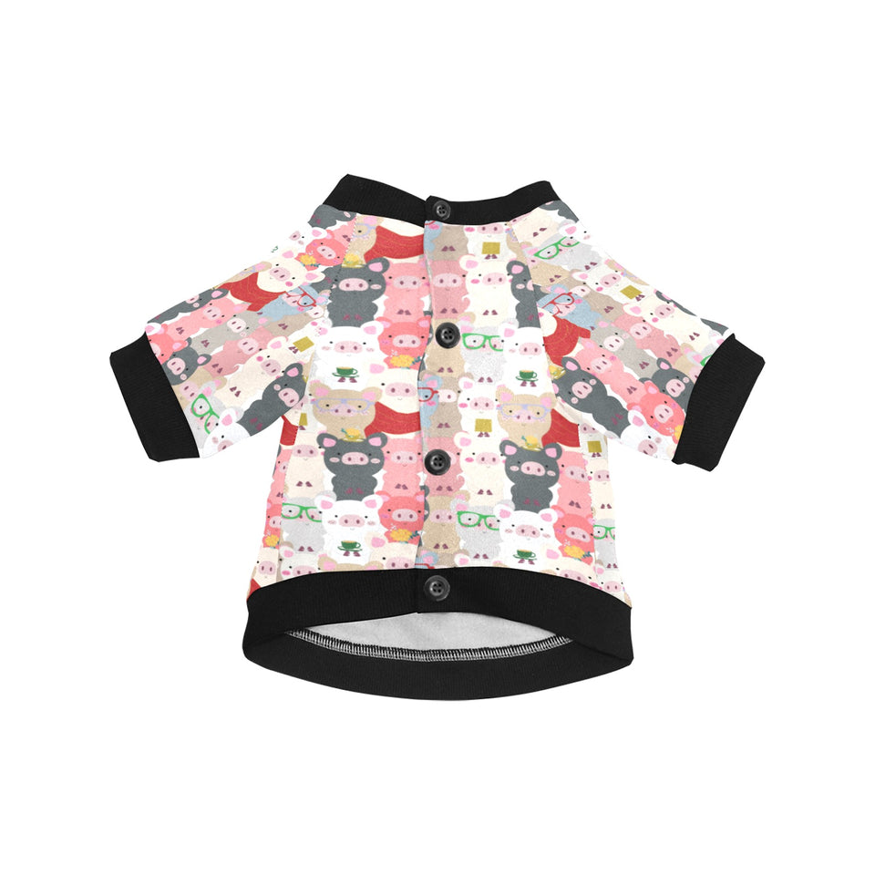 Pig Pattern Print Design 02 All Over Print Pet Dog Round Neck Fuzzy Shirt