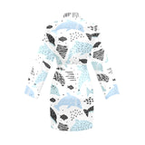 Cute dolphins Childish Style pattern Women's Long Sleeve Belted Night Robe