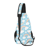 Cute rainbow clound star pattern blue background All Over Print Chest Bag
