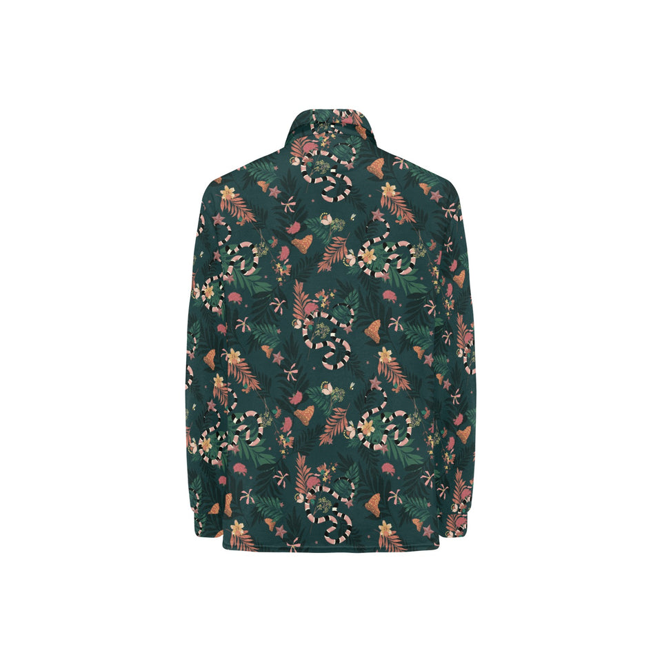 Snake forest pattern Women's Long Sleeve Polo Shirt