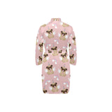 Cute unicorn pug pattern Men's Long Sleeve Belted Night Robe