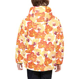 Orange yellow orchid flower pattern background Kids' Boys' Girls' Padded Hooded Jacket