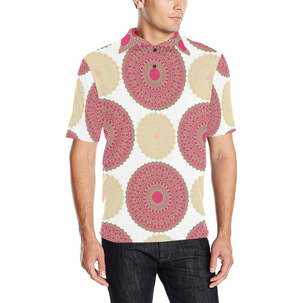 Circle indian pattern Men's All Over Print Polo Shirt