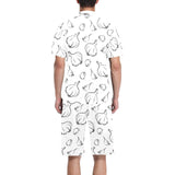 Garlic pattern black white Men's V-Neck Short Pajama Set