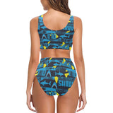 Shark dangerous Chest Bowknot High Waisted Bikini Swimsuit