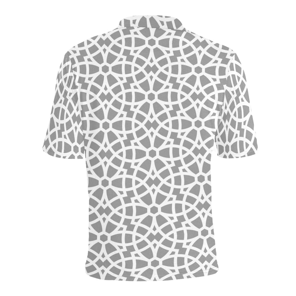 arabic gray pattern Men's All Over Print Polo Shirt