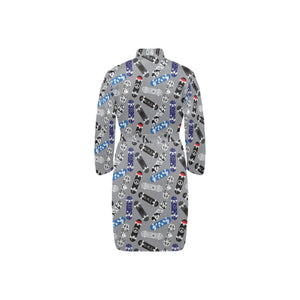 Skate Board Pattern Print Design 03 Men's Long Sleeve Belted Night Robe
