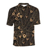 Gold peacock feather pattern Men's All Over Print Polo Shirt