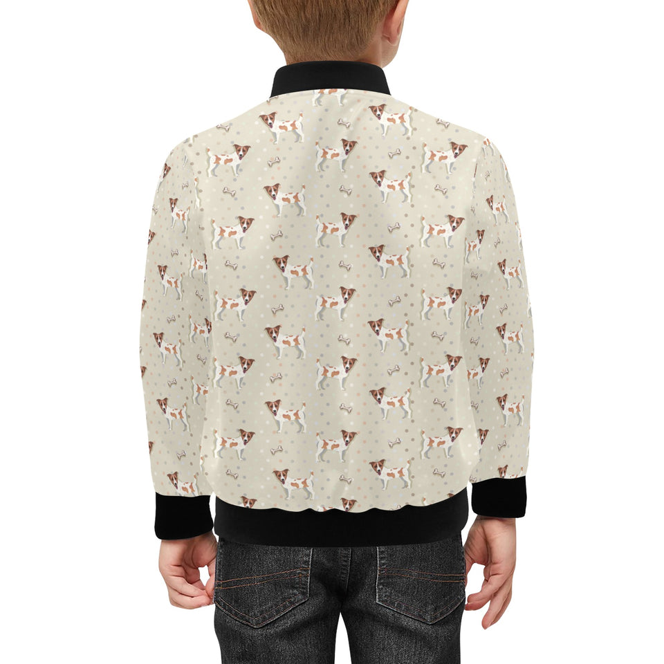 Jack Russel Pattern Print Design 02 Kids' Boys' Girls' Bomber Jacket