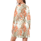 Cocoa beans Cocoa tree pattern Women's Long Sleeve Belted Night Robe