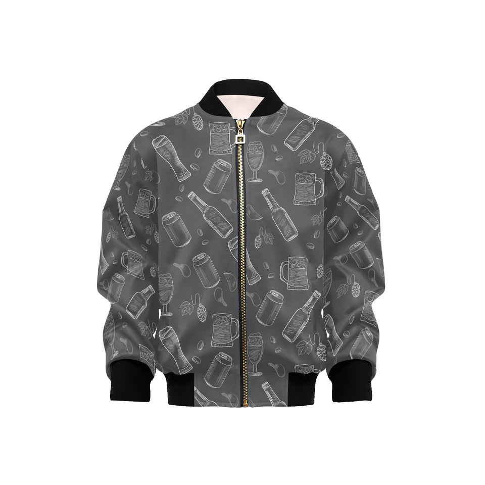 Beer hand drawn pattern Kids' Boys' Girls' Bomber Jacket