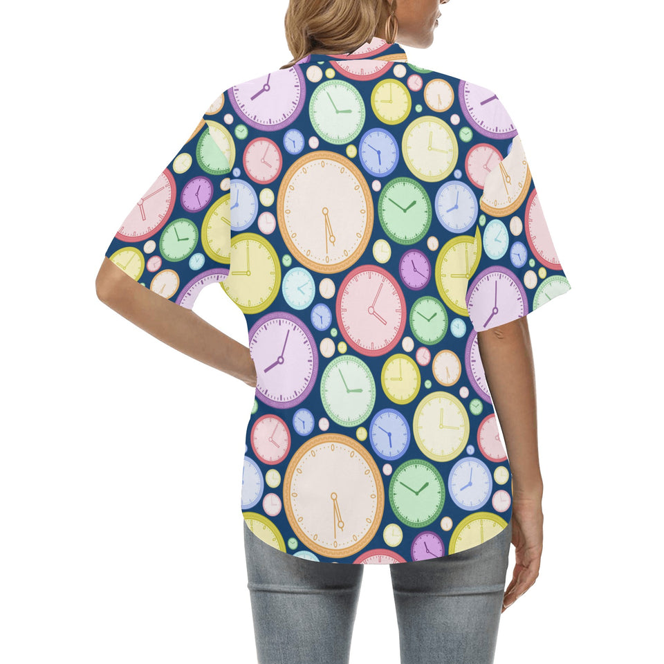 Colorful clock background Women's All Over Print Hawaiian Shirt
