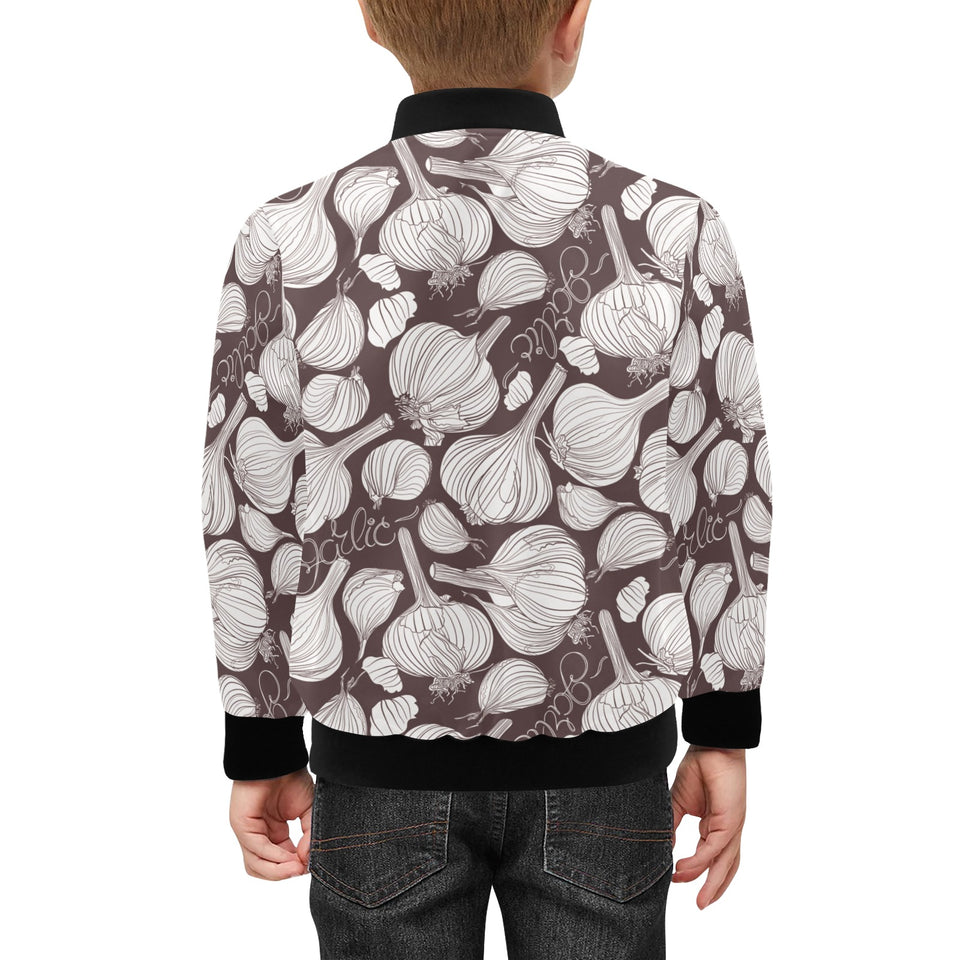 Garlic bulb dark background Kids' Boys' Girls' Bomber Jacket