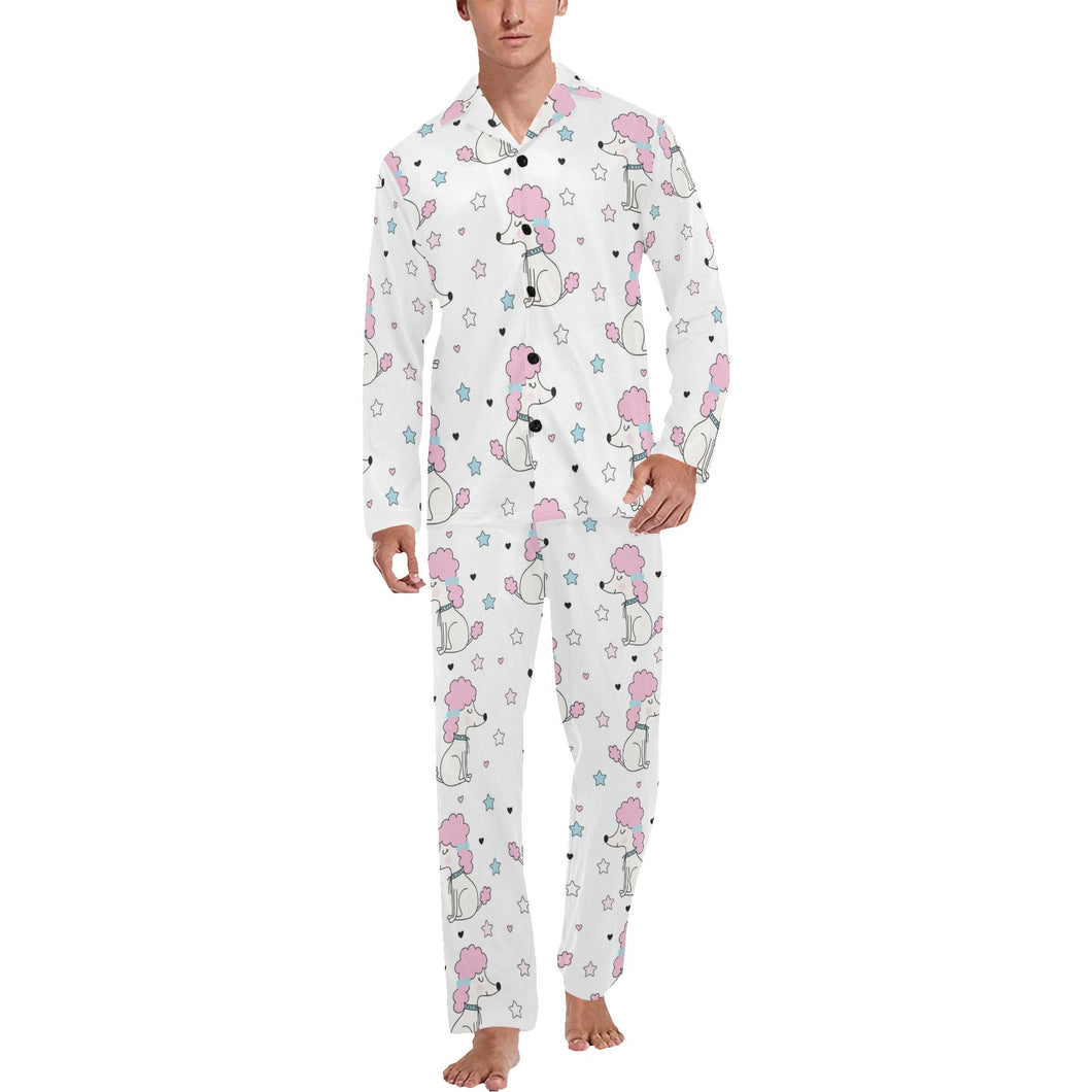 Cute poodle dog star pattern Men's Long Pajama Set