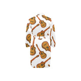 Paint Guitar Pattern Men's Long Sleeve Belted Night Robe