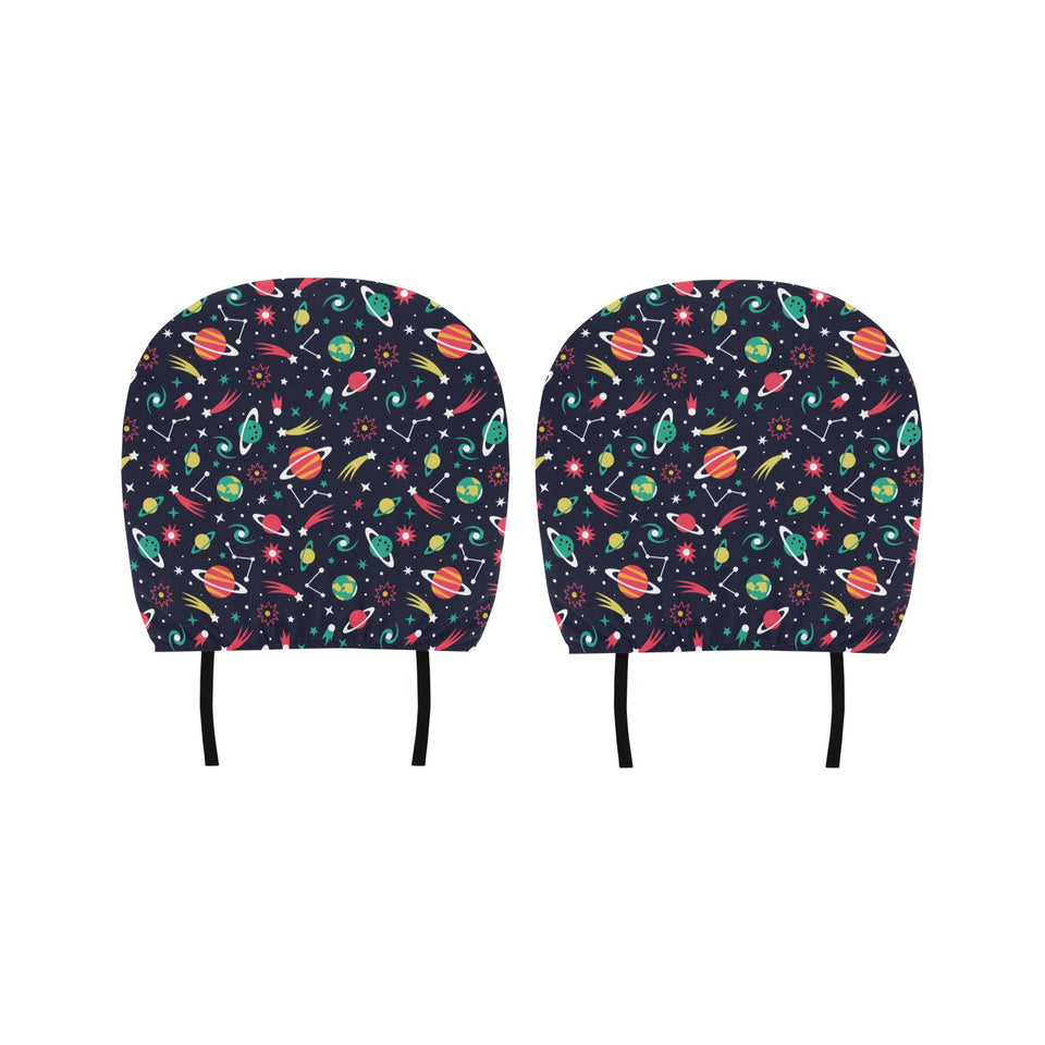 colorful space pattern planet star Car Headrest Cover
