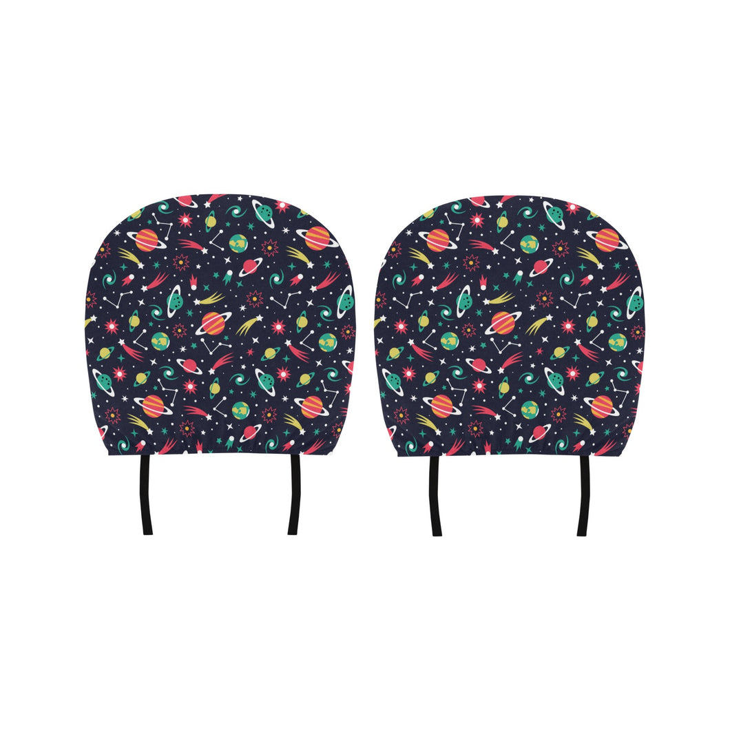 colorful space pattern planet star Car Headrest Cover