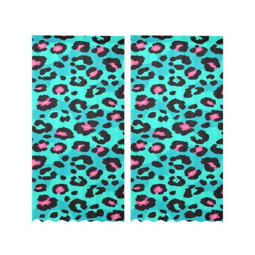 Green leopard skin print pattern Gauze Curtain