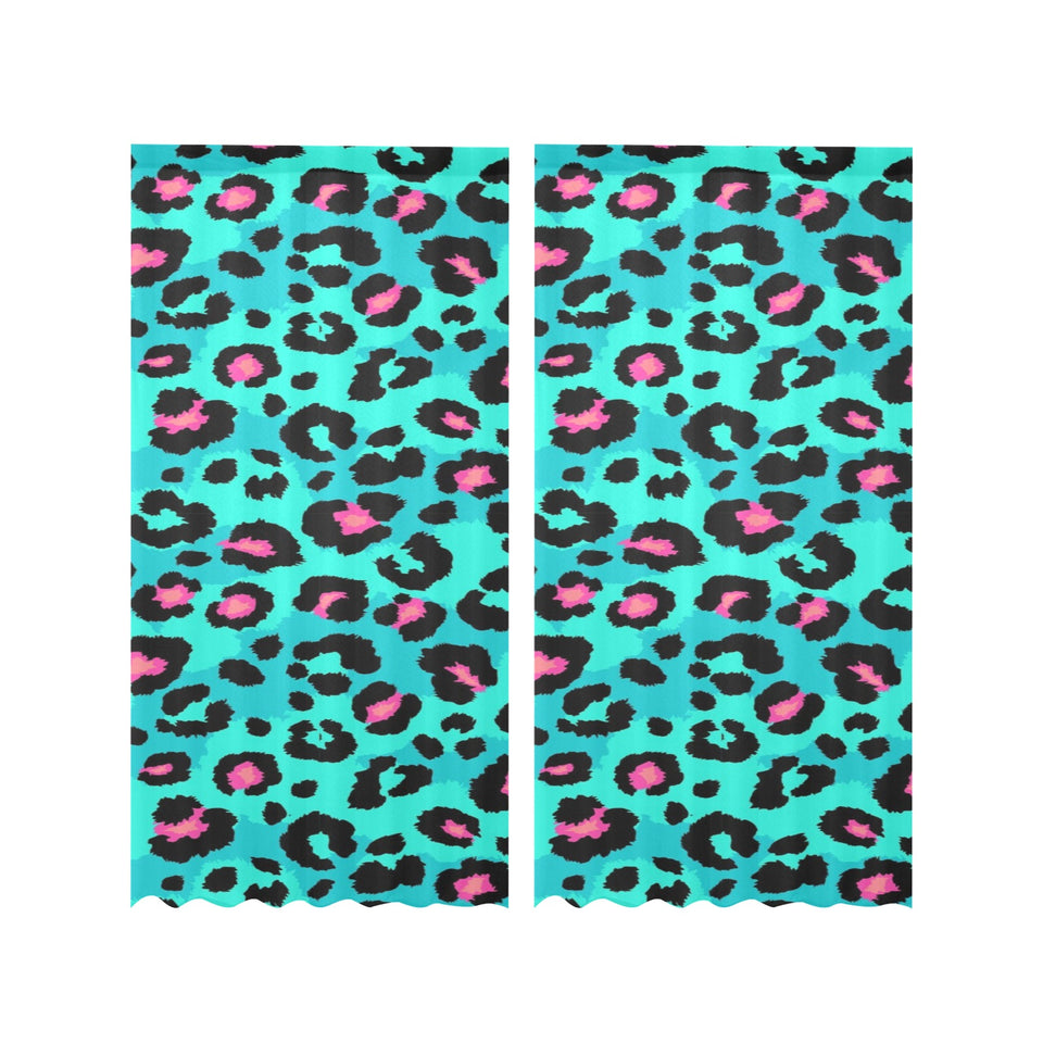 Green leopard skin print pattern Gauze Curtain