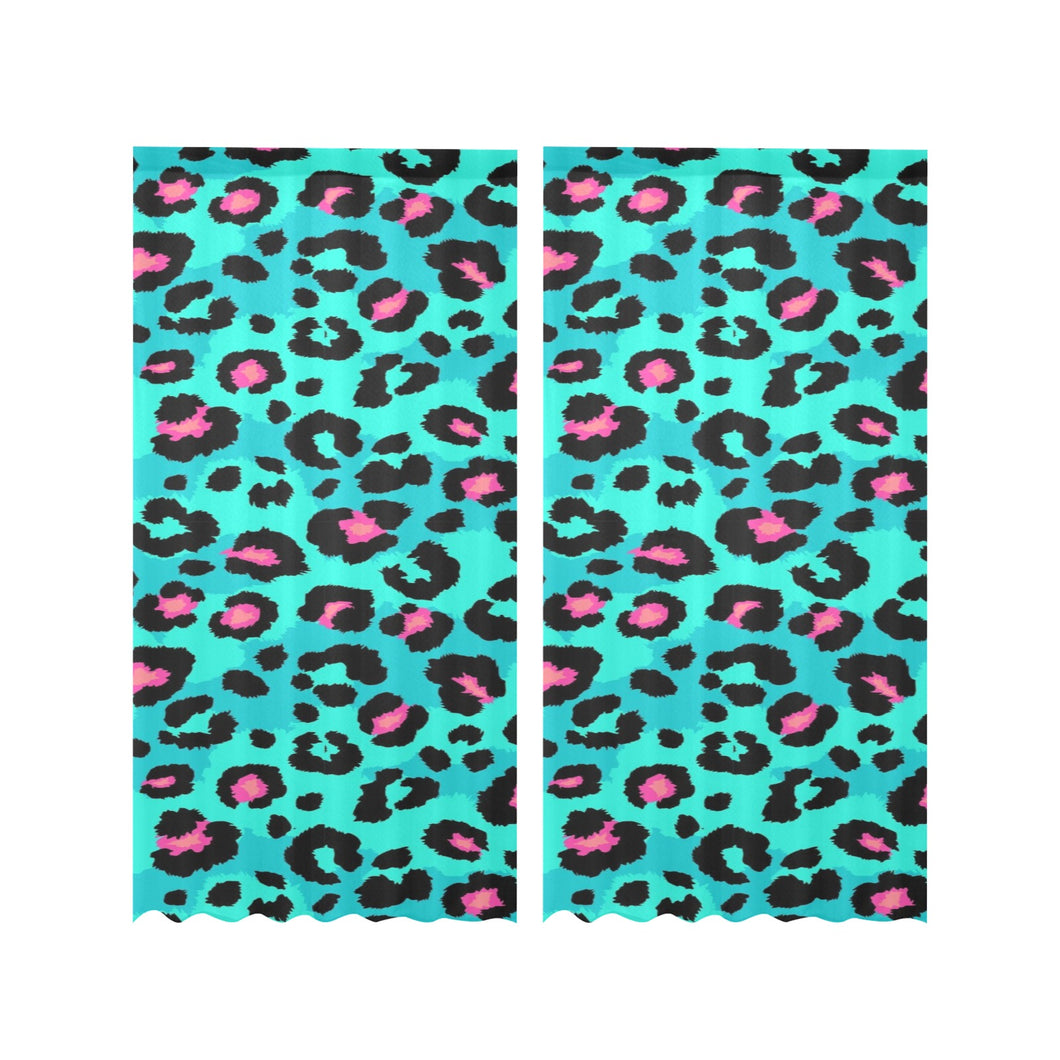 Green leopard skin print pattern Gauze Curtain