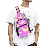 Moon pink rose background All Over Print Chest Bag