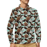 Coconut Pattern Print Design 03 Men's Long Sleeve Polo Shirt