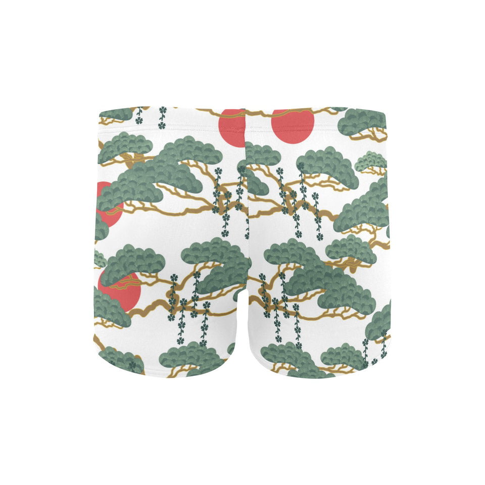 Bonsai red sun japanese pattern Men's Swimming Trunks