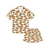 Sandwich Pattern Print Design 02 Kids' Boys' Girls' V-Neck Short Pajama Set