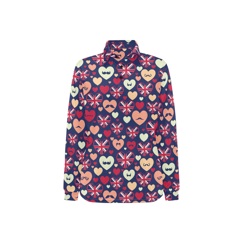 British Pattern Print Design 02 Women's Long Sleeve Polo Shirt
