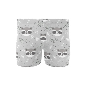Cute raccoons leaves dot Men's Swimming Trunks