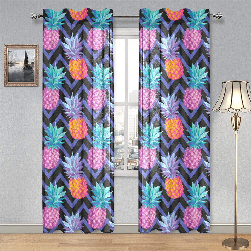Pineapples pattern zigzag background Gauze Curtain