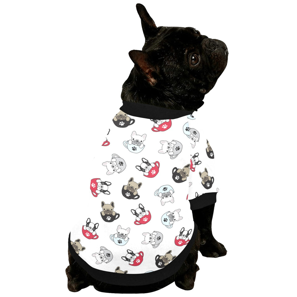 French bulldog cup paw pattern All Over Print Pet Dog Round Neck Fuzzy Shirt