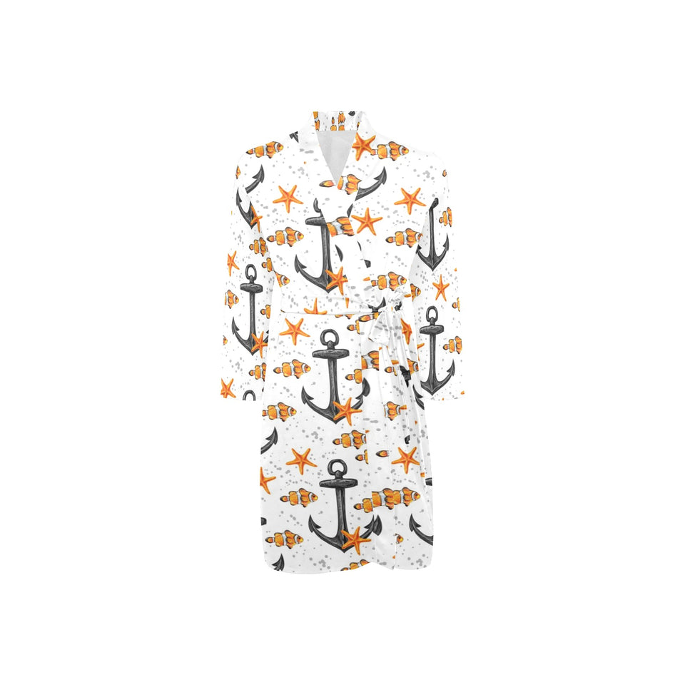 Clown Fish Pattern Print Design 02 Men's Long Sleeve Belted Night Robe
