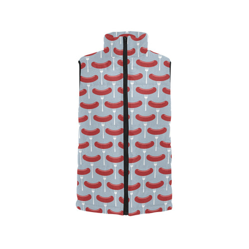 Sausage Pattern Print Design 02 Women's Padded Vest