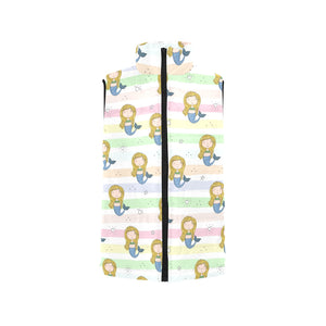 Cute hand drawn mermaid Men's Padded Vest