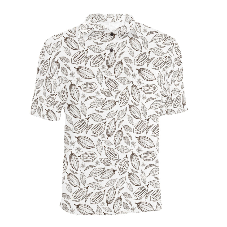 cacao beans leaves pattern Men's All Over Print Polo Shirt