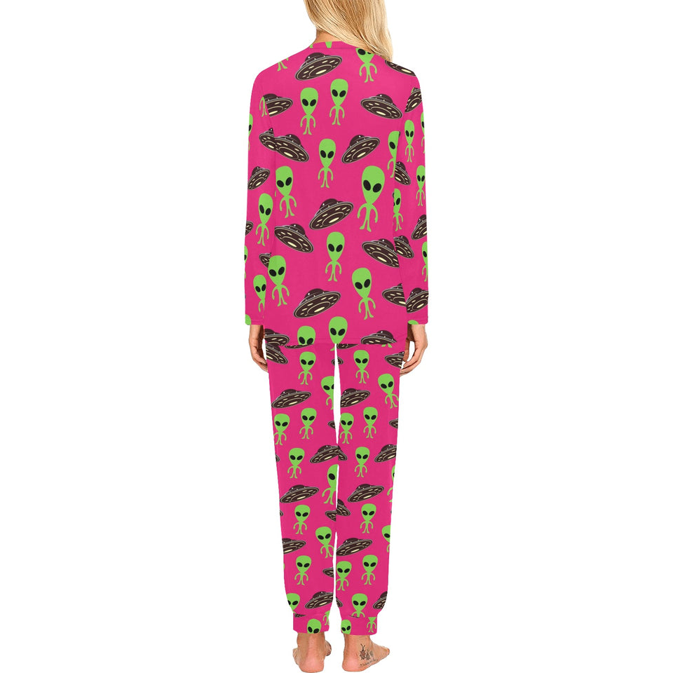 Alien Pattern Print Design 03 Women's All Over Print Pajama Set