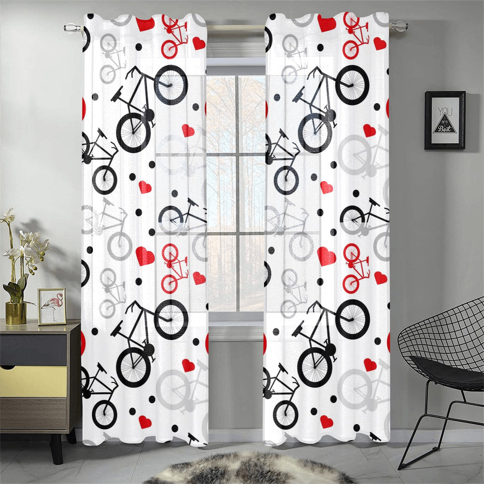 Bicycle Pattern Print Design 04 Gauze Curtain