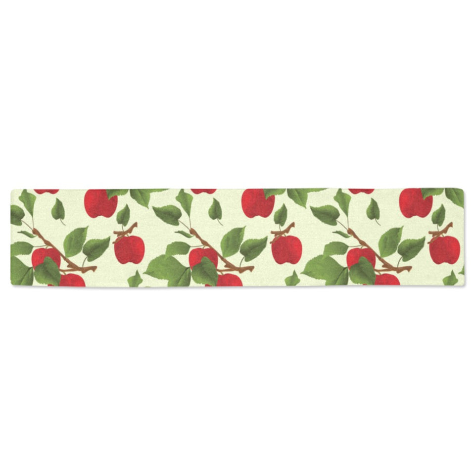 Red apples leaves pattern Table Runner